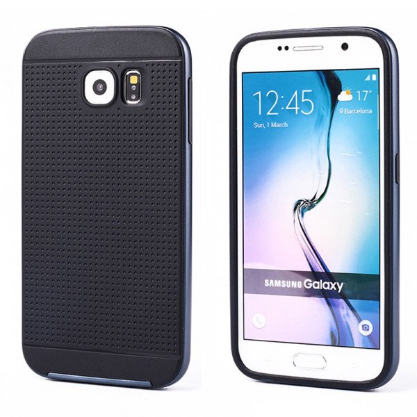 Wholesale Samsung Galaxy S6 Iron Bumper Hybrid Case (Navy Blue)